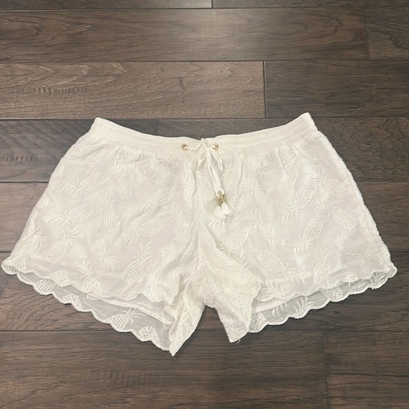 Lilly Pulitzer White Baybreeze Embroidered Pineapple Shorts Sz L - Picture 4 of 9
